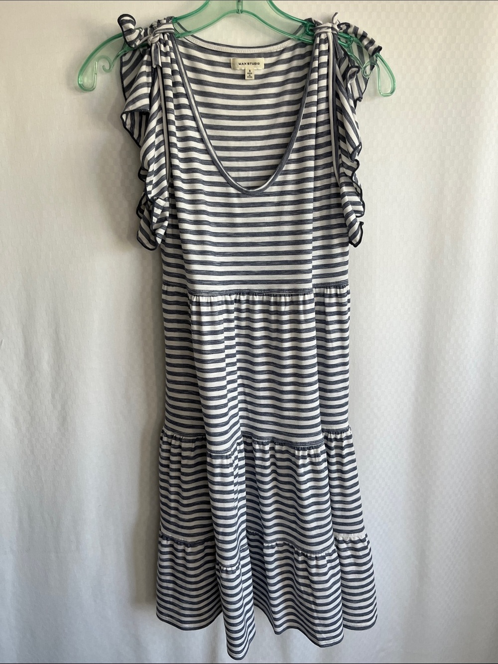 Max Studio Navy and White Striped Dress